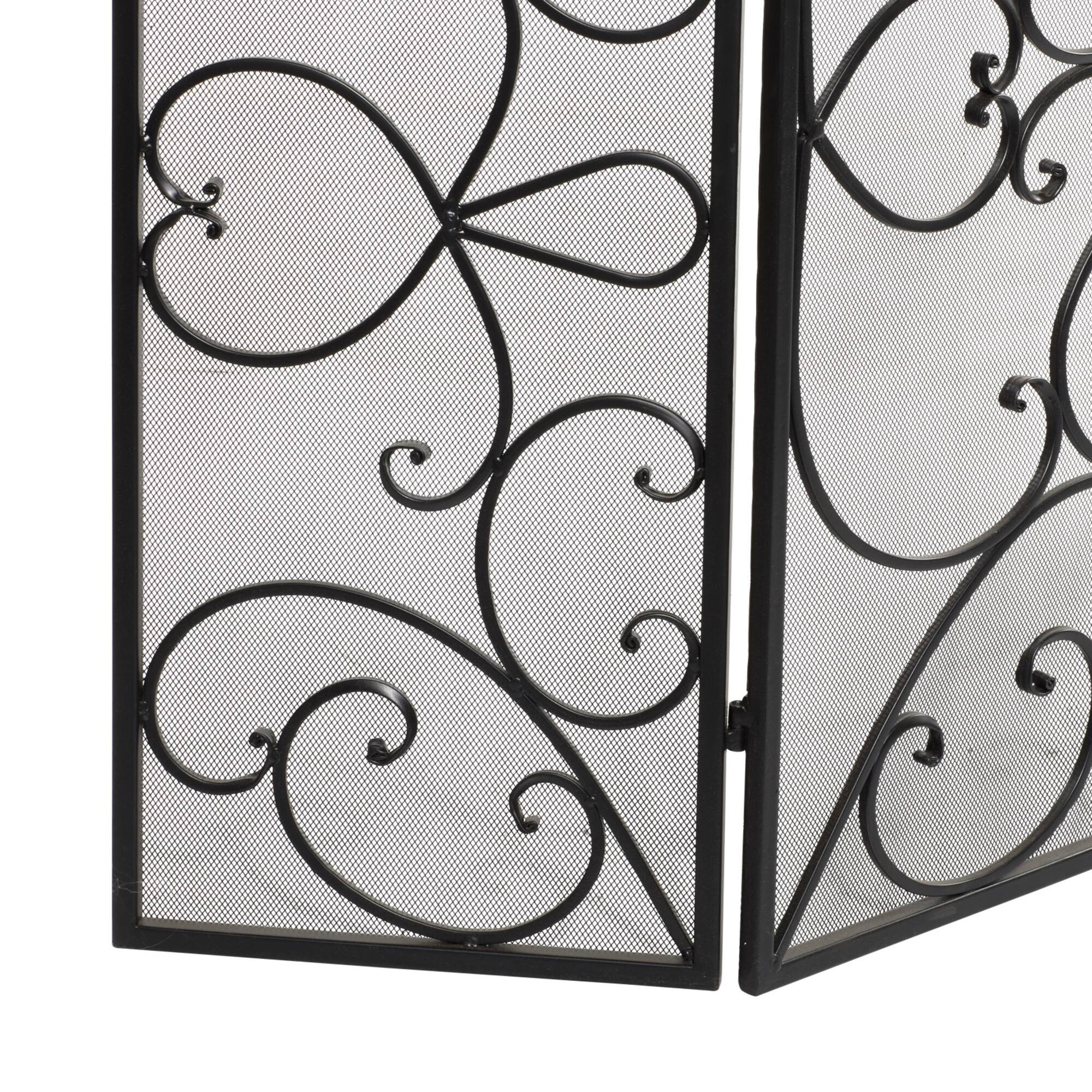 Black Metal Traditional Fireplace Screen, 36" x 49" x 1"